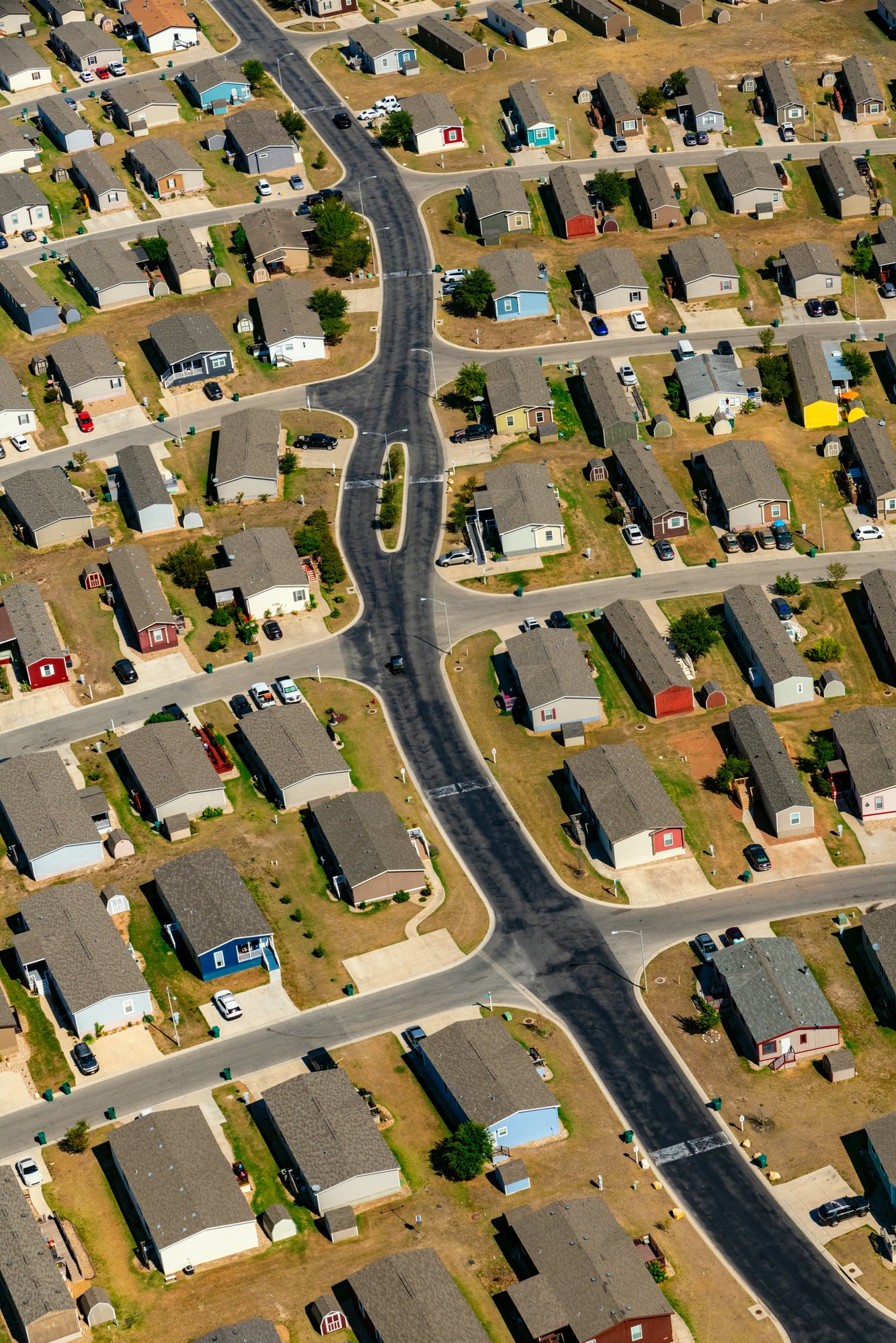 birds eye view of austin texas suburban homes